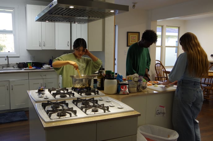 Students cooking at Student Home-1